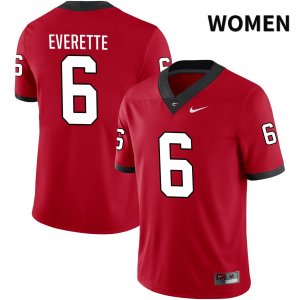 Women's Georgia Bulldogs NCAA #6 Daylen Everette Nike Stitched Red NIL 2022 Authentic College Football Jersey OOL5654BR